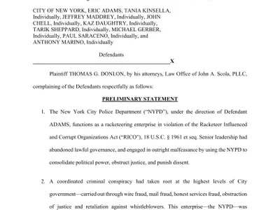 Former Commissioner Accuses NYC Mayor of Running Police Department as Criminal Enterprise