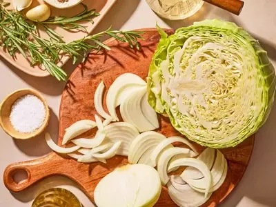 Roasted Cabbage Salad with Rosemary-Garlic Vinaigrette