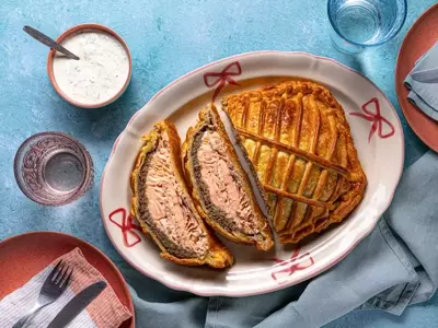 Elegant Salmon Encased in Pastry with Mushroom Duxelles
