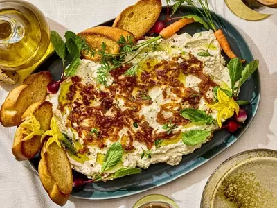 Velvety Ricotta Dip with Sweet Caramelized Shallots and Herbs