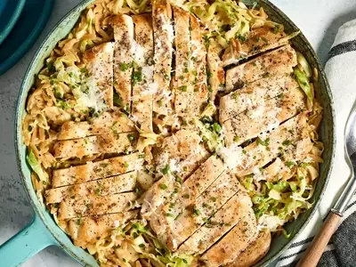 One-Pan Lemon Chicken Orzo with Tender Cabbage