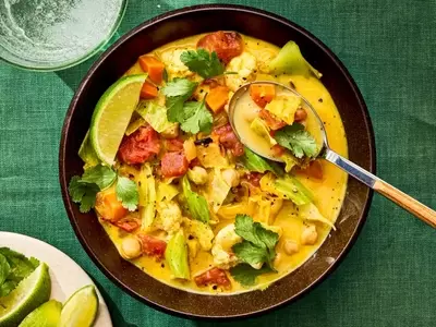 Flavorful Cabbage Soup with Coconut Milk and Chickpeas