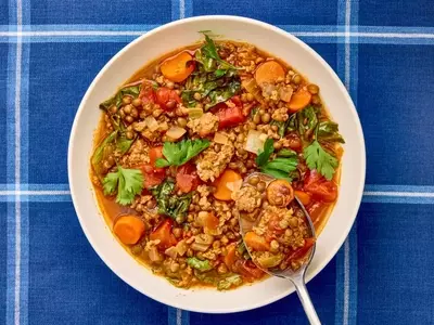 Quick & Easy Chorizo and Lentil Stew with Bitter Greens