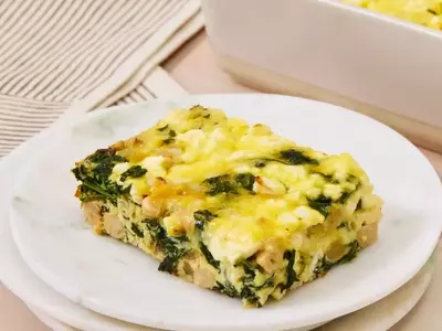 Wholesome Spinach & White Bean Egg Bake with Feta