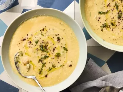 Quick and Creamy Lemon Chickpea-Tahini Soup