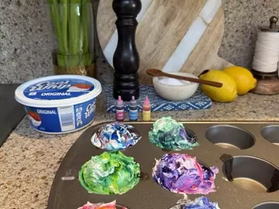 Creative Edible Easter Egg Dyeing with Whipped Topping