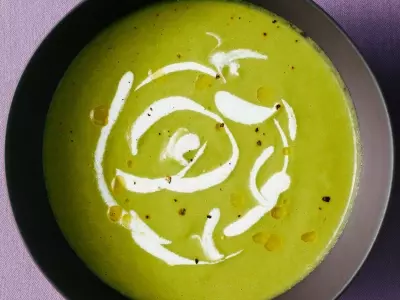 Velvety Spring Asparagus Soup with Lemon Creme Fraiche
