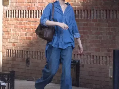 Jennifer Lawrence Elevates Denim-on-Denim with Striking Accessories