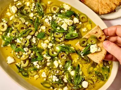 Fresh Olive Oil Dip with Herbs and Goat Cheese