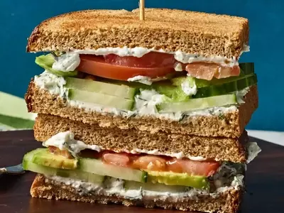 Refreshing Cucumber, Avocado, Tomato & Goat Cheese Sandwich