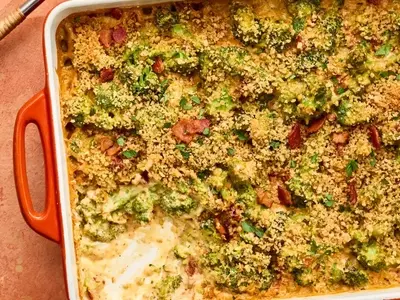 Luxurious Broccoli Bake with Sun-Dried Tomato and Bacon