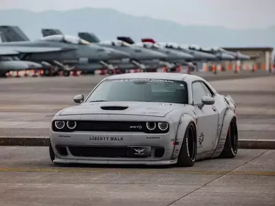 Liberty Walk Transforms Dodge Challenger with Fighter Jet Livery