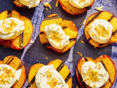 Effortless Grilled Peaches with Coconut Whipped Cream