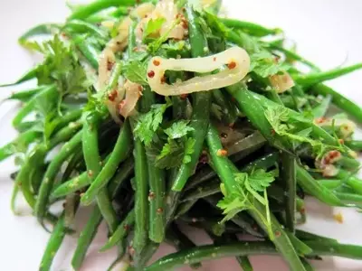 Warm Green Bean Salad with Whole Grain Mustard Vinaigrette