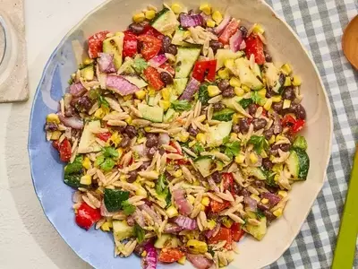 Festive Summer Orzo Salad with Creamy Dressing