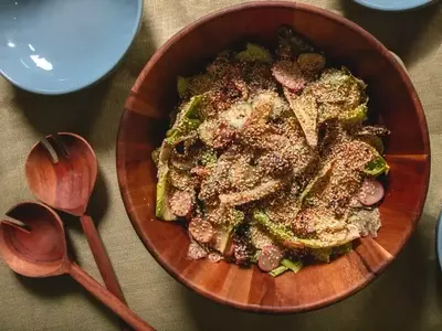 A Vibrant Date Salad with Spicy Tahini-Yogurt Dressing